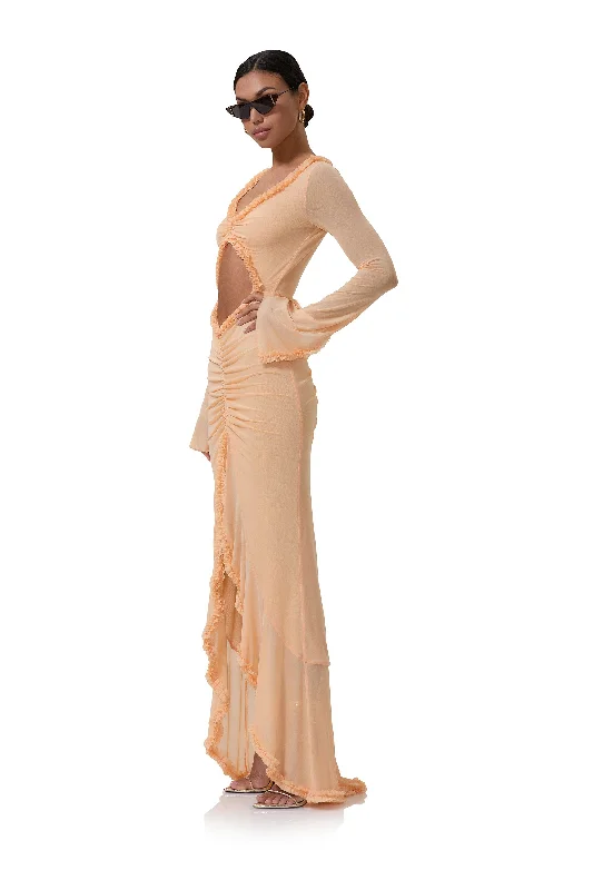 Cat Micro Ruffle Maxi - Peach Fuzz