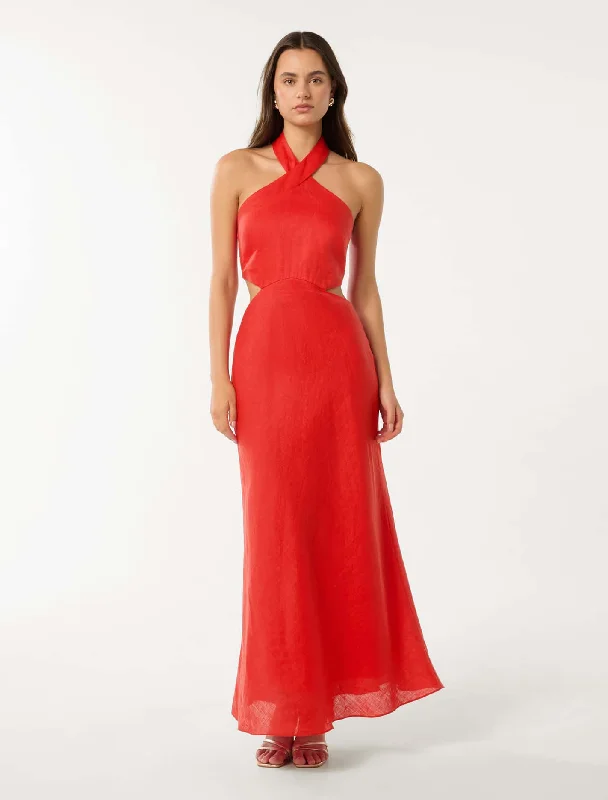 Elaine Halter Cut Out Maxi Dress