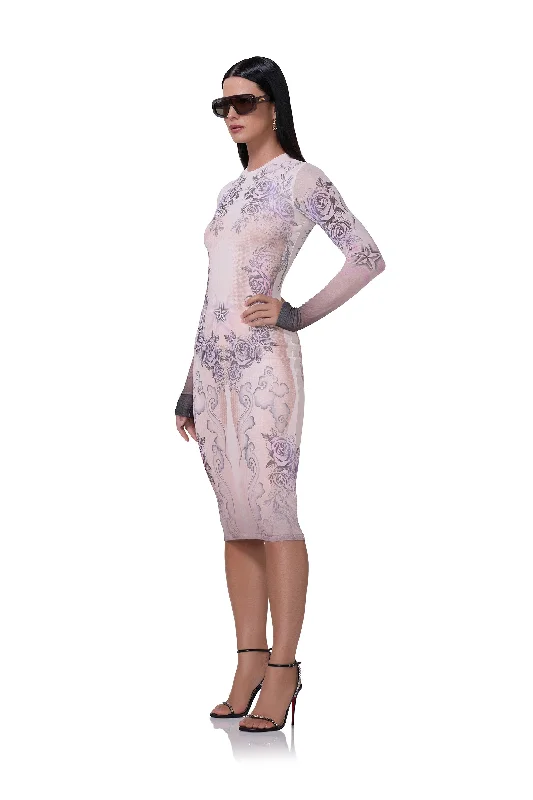 Evi Midi Dress - Lilac Tattoo