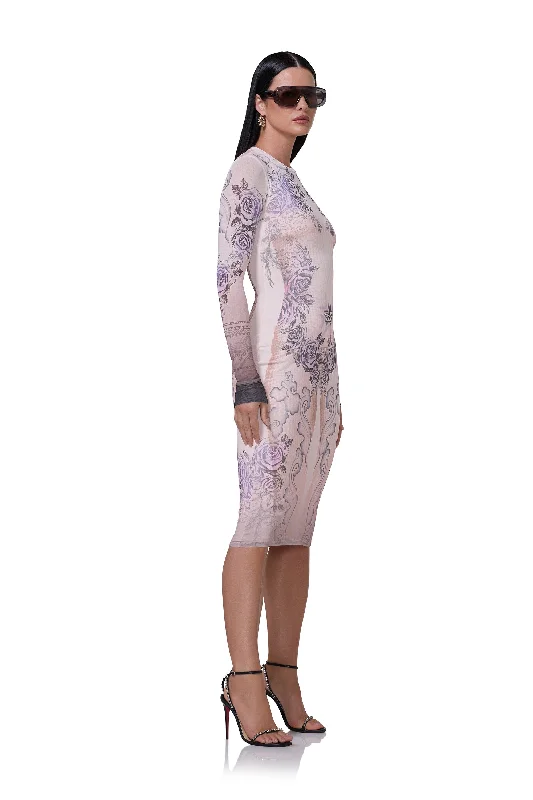 Evi Midi Dress - Lilac Tattoo