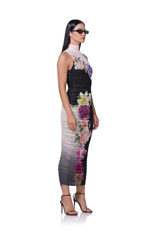 Fiorella Dress - Colorblock Floral