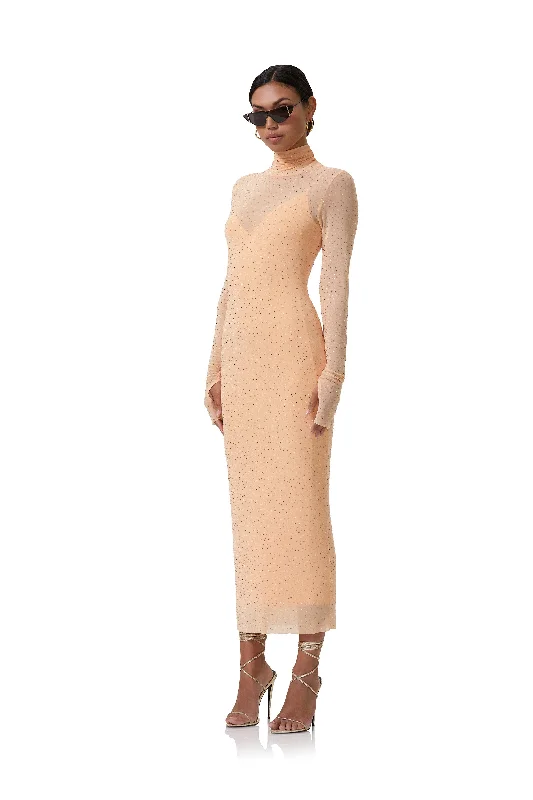 Shailene Rhinestone Dress - Peach Fuzz