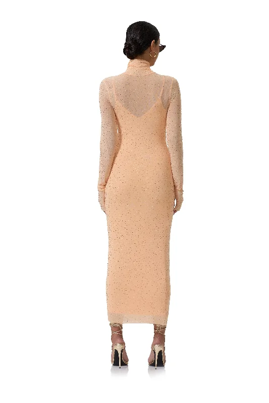 Shailene Rhinestone Dress - Peach Fuzz