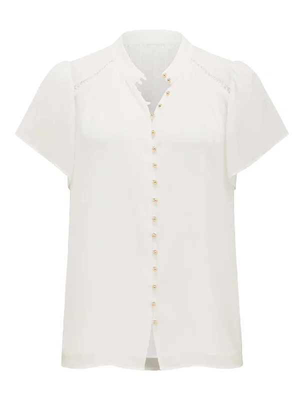 Yvonne Flutter Trim Spliced Blouse