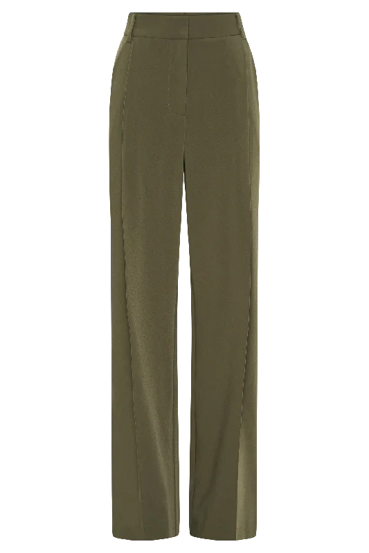 Amelie Suiting Straight Leg Pants - Military Olive