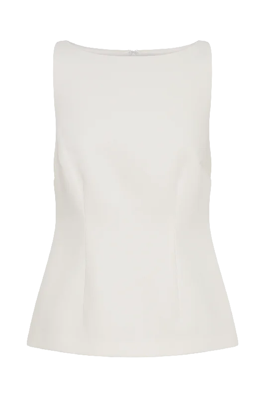 Angela Sleeveless Suiting Top - Ivory