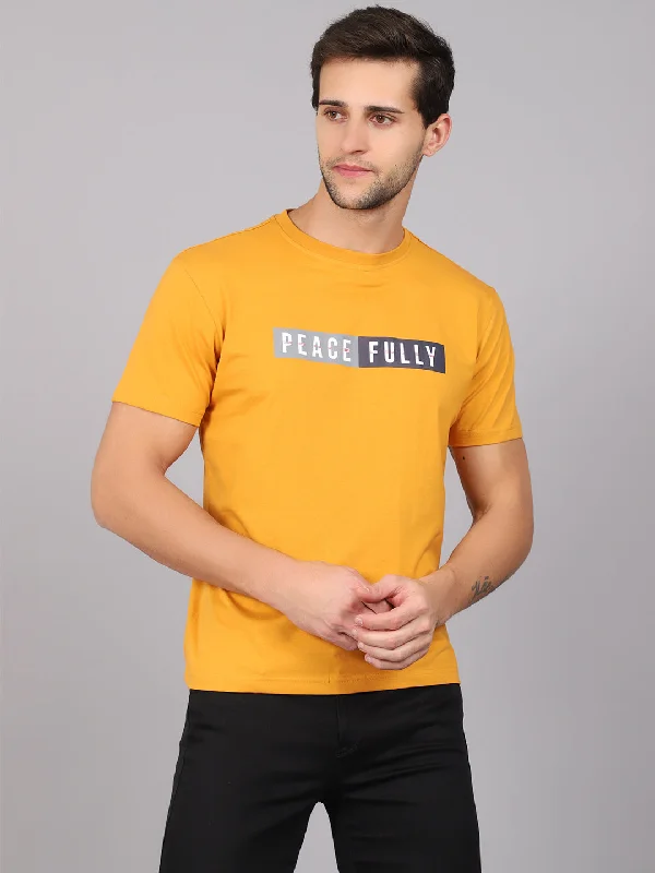 Cantabil Men's Mustard T-Shirt