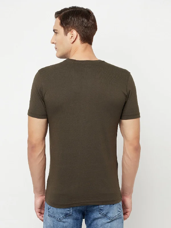 Cantabil Men's Olive T-Shirt