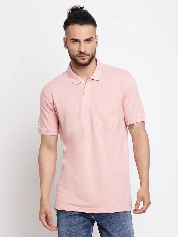 Cantabil Men's Pink T-Shirt