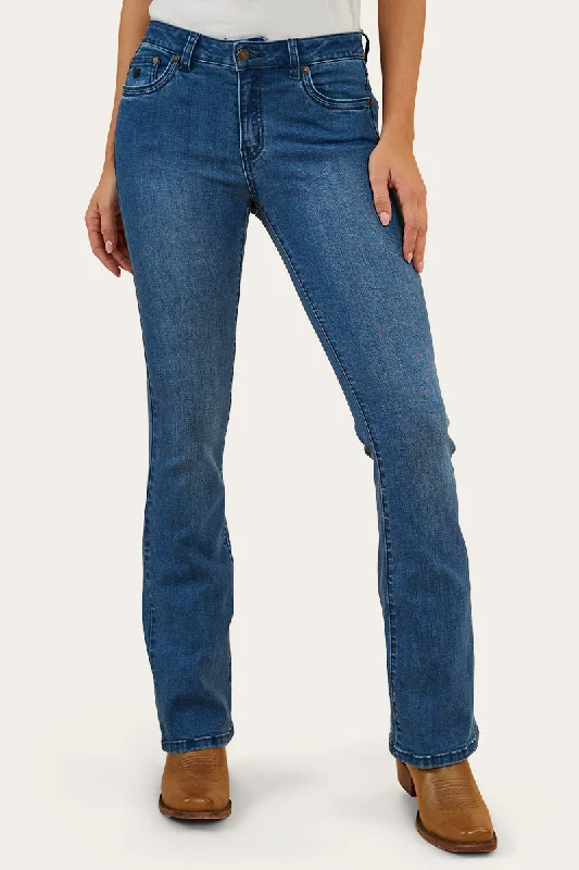 Caroline Rodeo Womens Mid Rise Bootleg Jean - Vintage Blue Wash