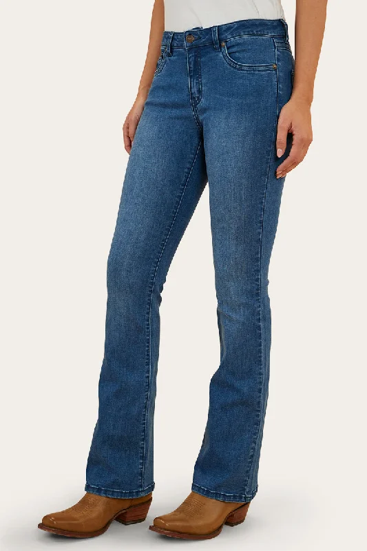 Caroline Rodeo Womens Mid Rise Bootleg Jean - Vintage Blue Wash