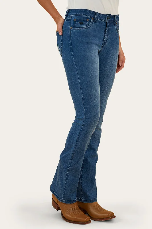 Caroline Rodeo Womens Mid Rise Bootleg Jean - Vintage Blue Wash