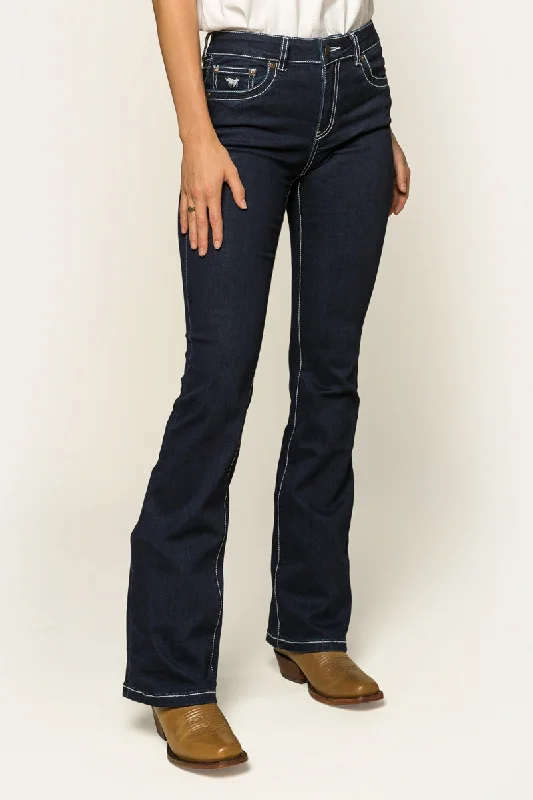 Caroline Womens Mid Rise Bootleg Jean - Indigo Blue