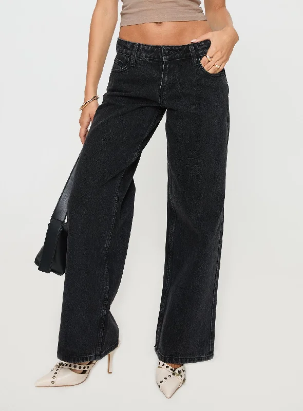 Ellanor Low Rise Slouch Denim Jean Washed Black