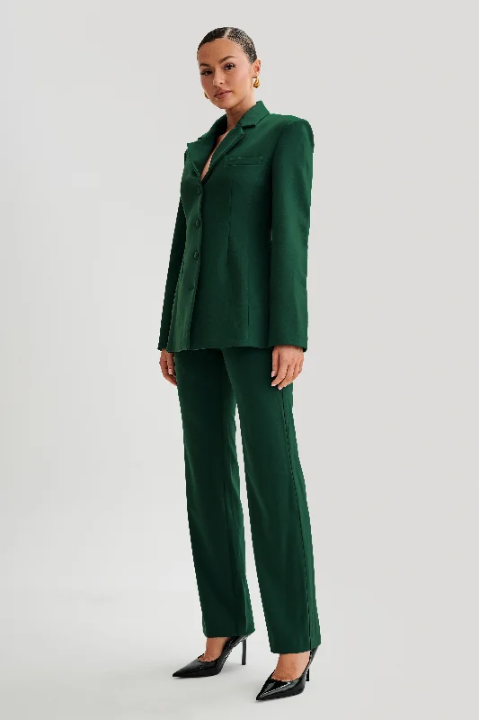 Greer Hourglass Suiting Blazer - Forest Green