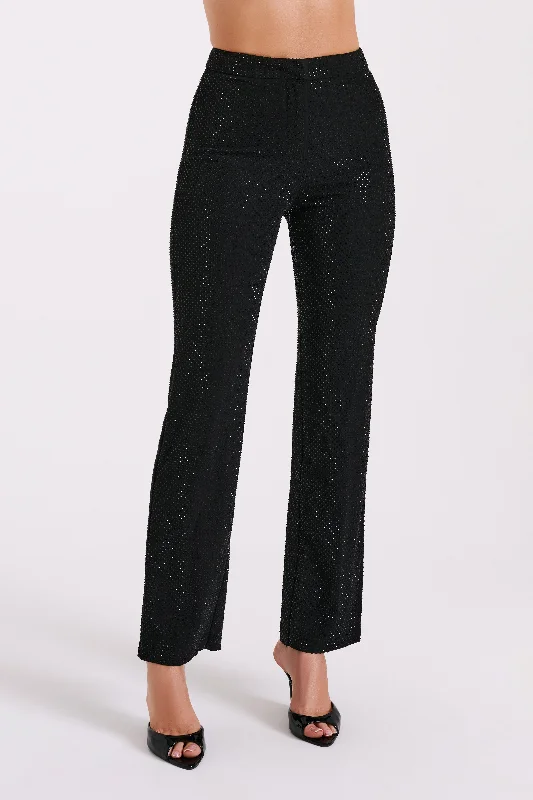 Kaycee Straight Leg Diamante Pants - Black