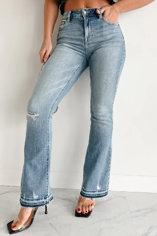 Lost Cause Mid-Rise Vintage Wash Distressed Flare Jeans (Vintage)