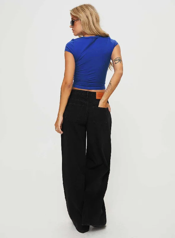 Naylor Wide Leg Jeans Washed Black Denim