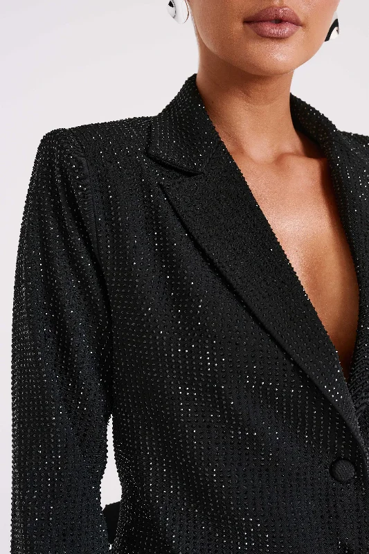 Rhett Square Diamante Jacket - Black