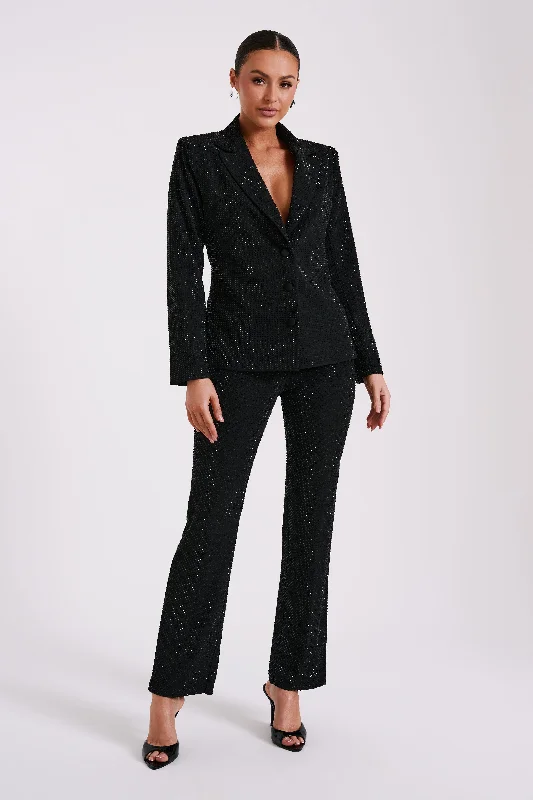 Rhett Square Diamante Jacket - Black