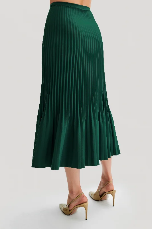 Twyla Pleated Suiting Maxi Skirt - Forest Green