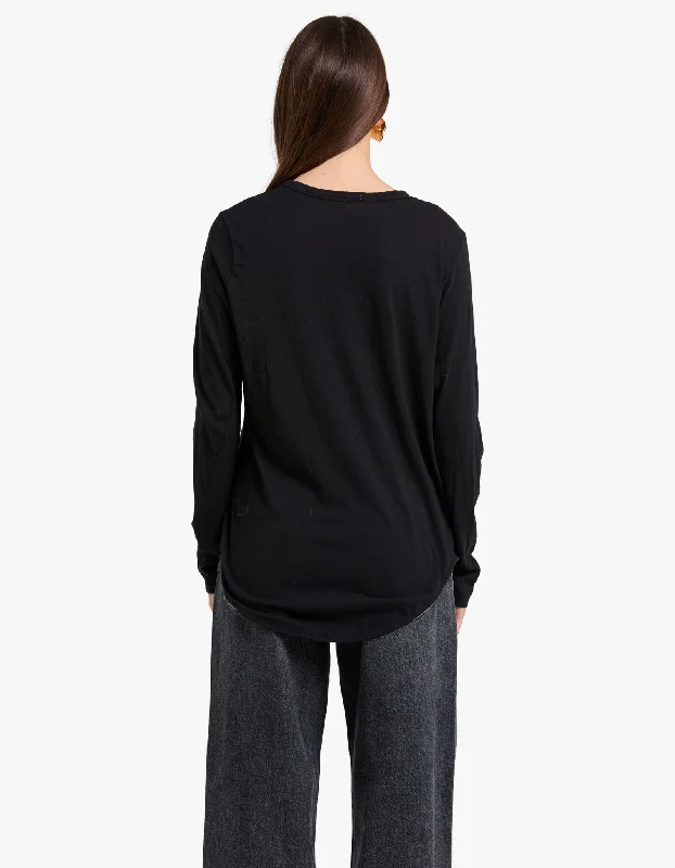 Regular Scoop Hem L/S T-Shirt - Black