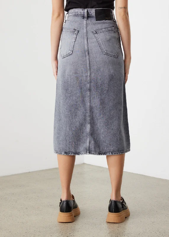 Broken In Denim High-Rise Skirt