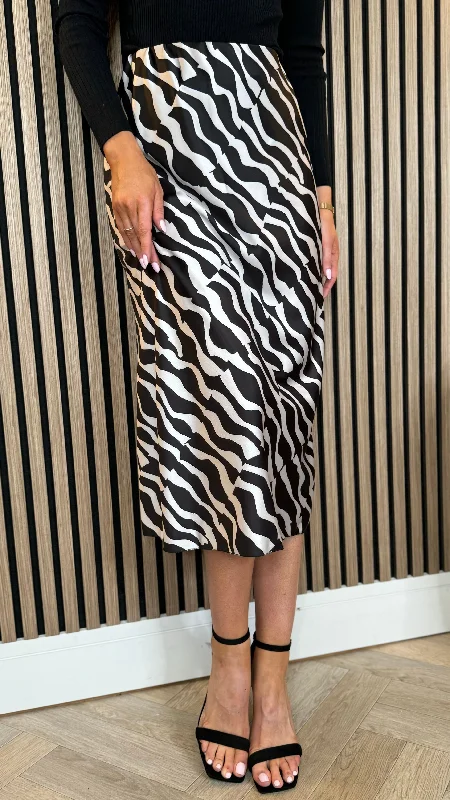 Lorelei Black & White Printed Midi Skirt