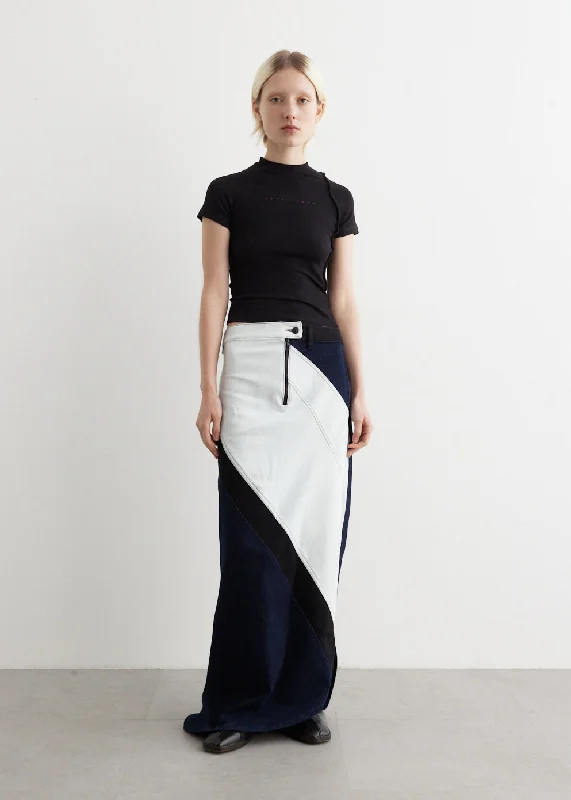 Multiline Triple Denim Skirt