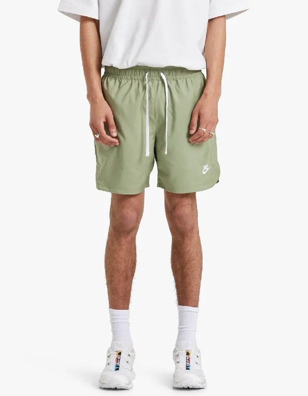 Woven Lined Flow Short - Oil Green/White