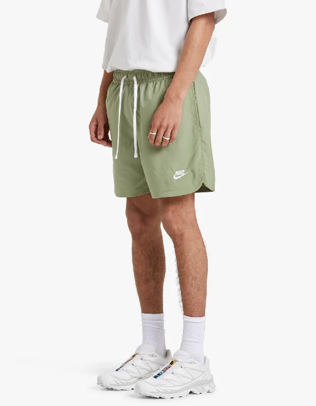 Woven Lined Flow Short - Oil Green/White