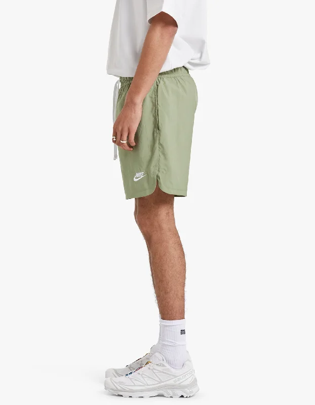 Woven Lined Flow Short - Oil Green/White