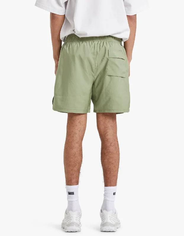 Woven Lined Flow Short - Oil Green/White