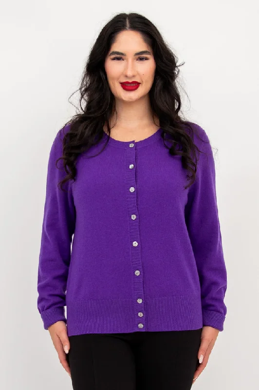 Oakly Cardigan, Purple, Merino Wool