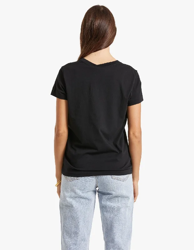 V-Neck Short Sleeve T-Shirt - Black