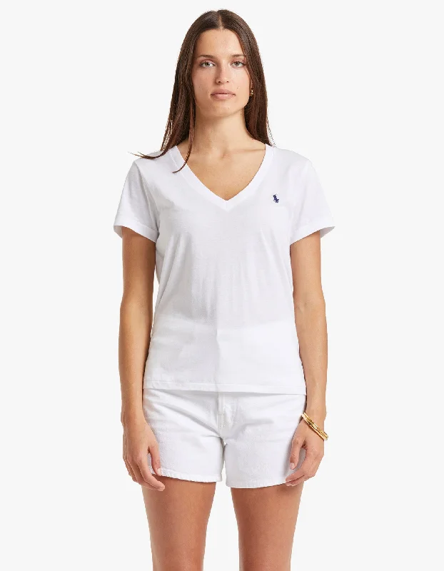 V-Neck Short Sleeve T-Shirt - White