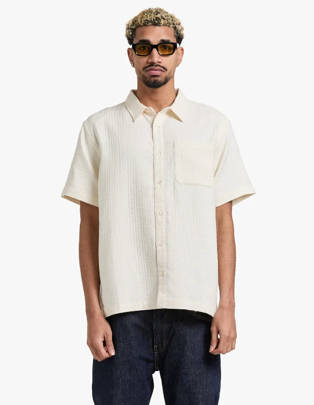 Bruce Double Layer Crinkle S/S Shirt - Ivory