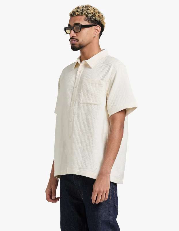 Bruce Double Layer Crinkle S/S Shirt - Ivory