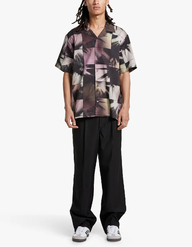 Disco Print Canty Short Sleeve Shirt - Black