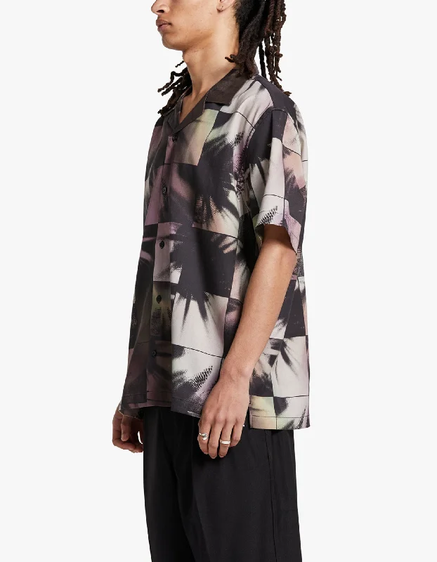 Disco Print Canty Short Sleeve Shirt - Black