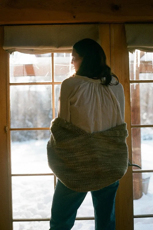 adult handknit shrug vest in sesame