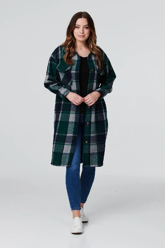 Checked Longline Shacket Coat