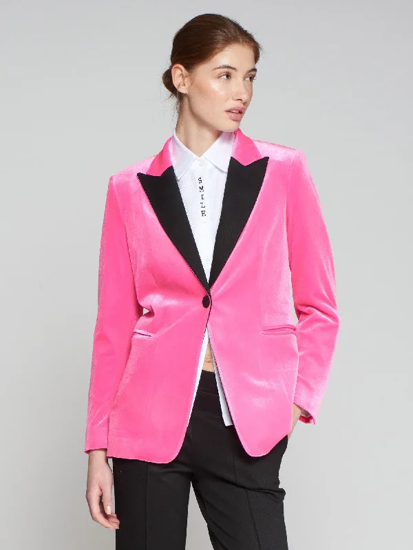 Sophia Pink Velvet Blazer