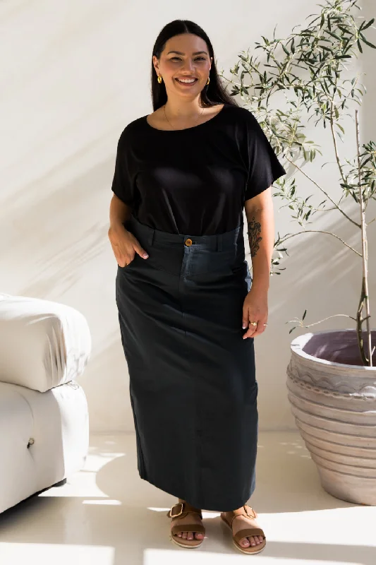 Audrey Maxi Skirt in Mid Charcoal