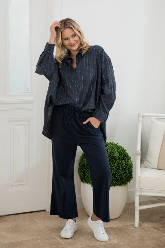 Wide Leg Olivia Pant in in Oxford Blue