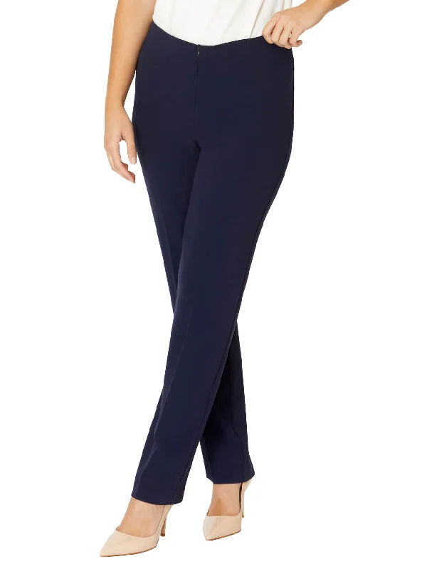 Navy Crepe Straight Leg Pant