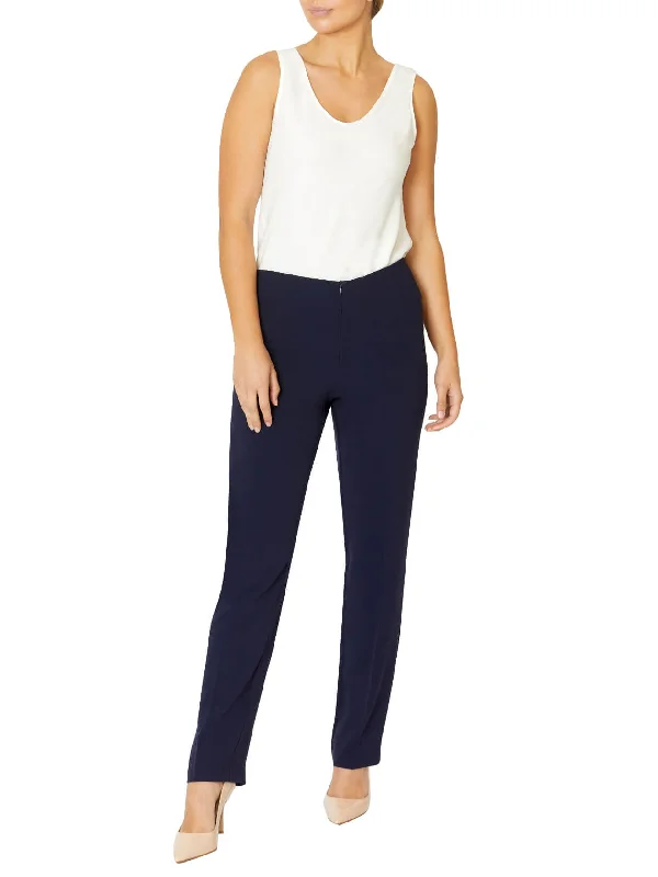 Navy Crepe Straight Leg Pant