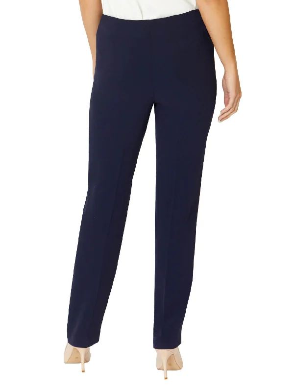 Navy Crepe Straight Leg Pant