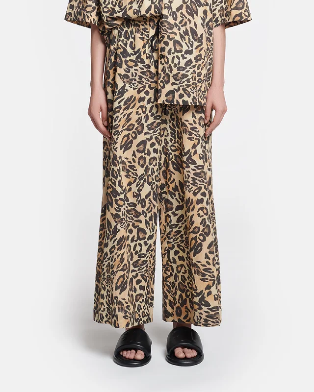 Kyler - Printed Cotton-Voile Pants - Leopard