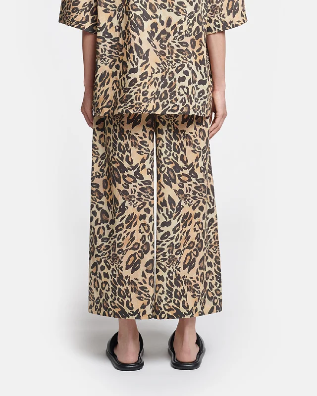 Kyler - Printed Cotton-Voile Pants - Leopard